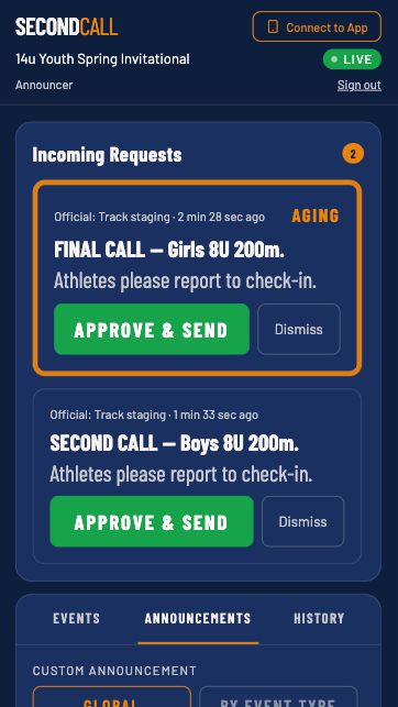 Race call interface